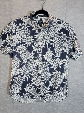 J. Crew Navy & White Pineapple Print Short-Sleeve Shirt